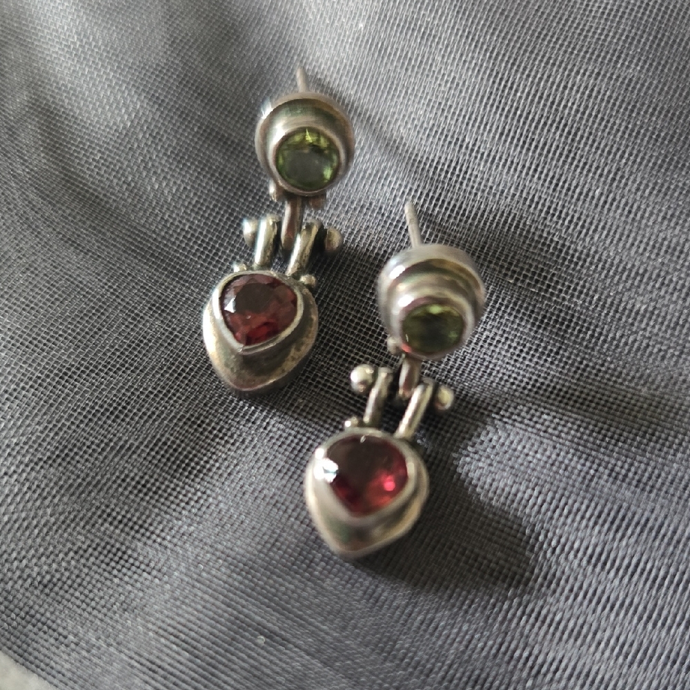 Elegant Silver and Red Earrings